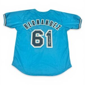 Kids Hernandez #61 Teal Baseball Jersey